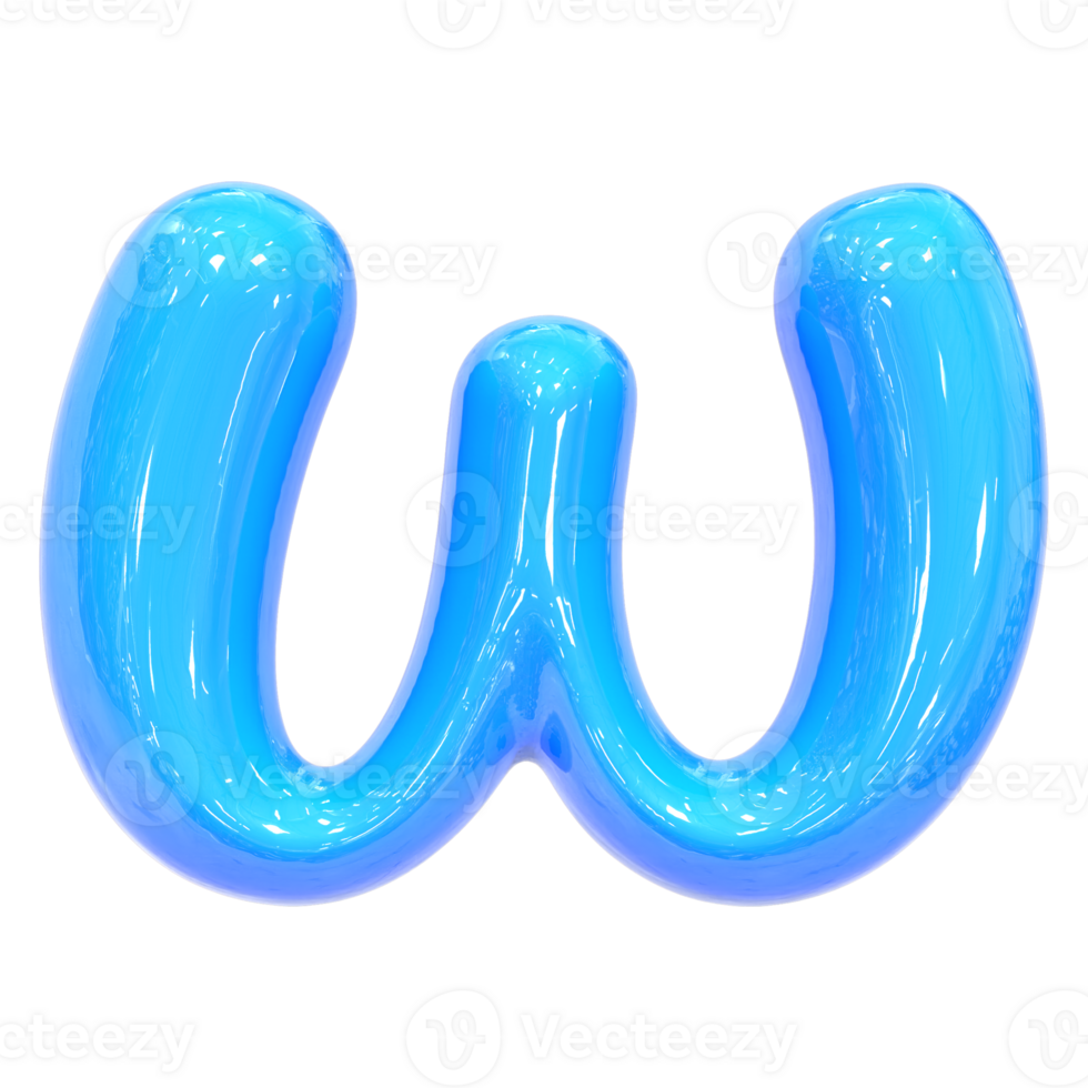 Balloon Font w Blue Color 3D Render png