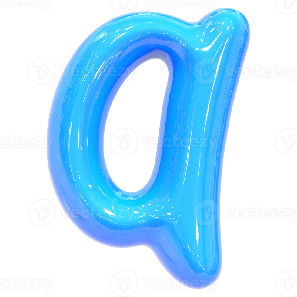 Balloon Font q Blue Color 3D Render png
