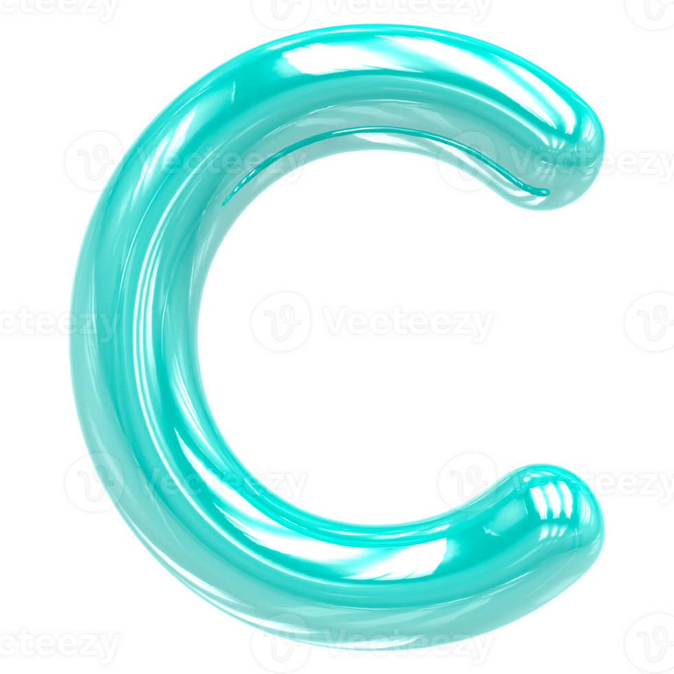 Font C Turquoise Color 3D Render png