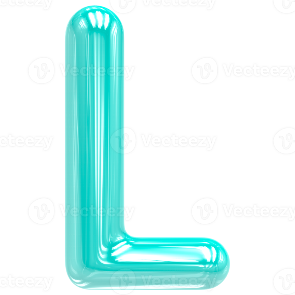 Font L Turquoise Color 3D Render png