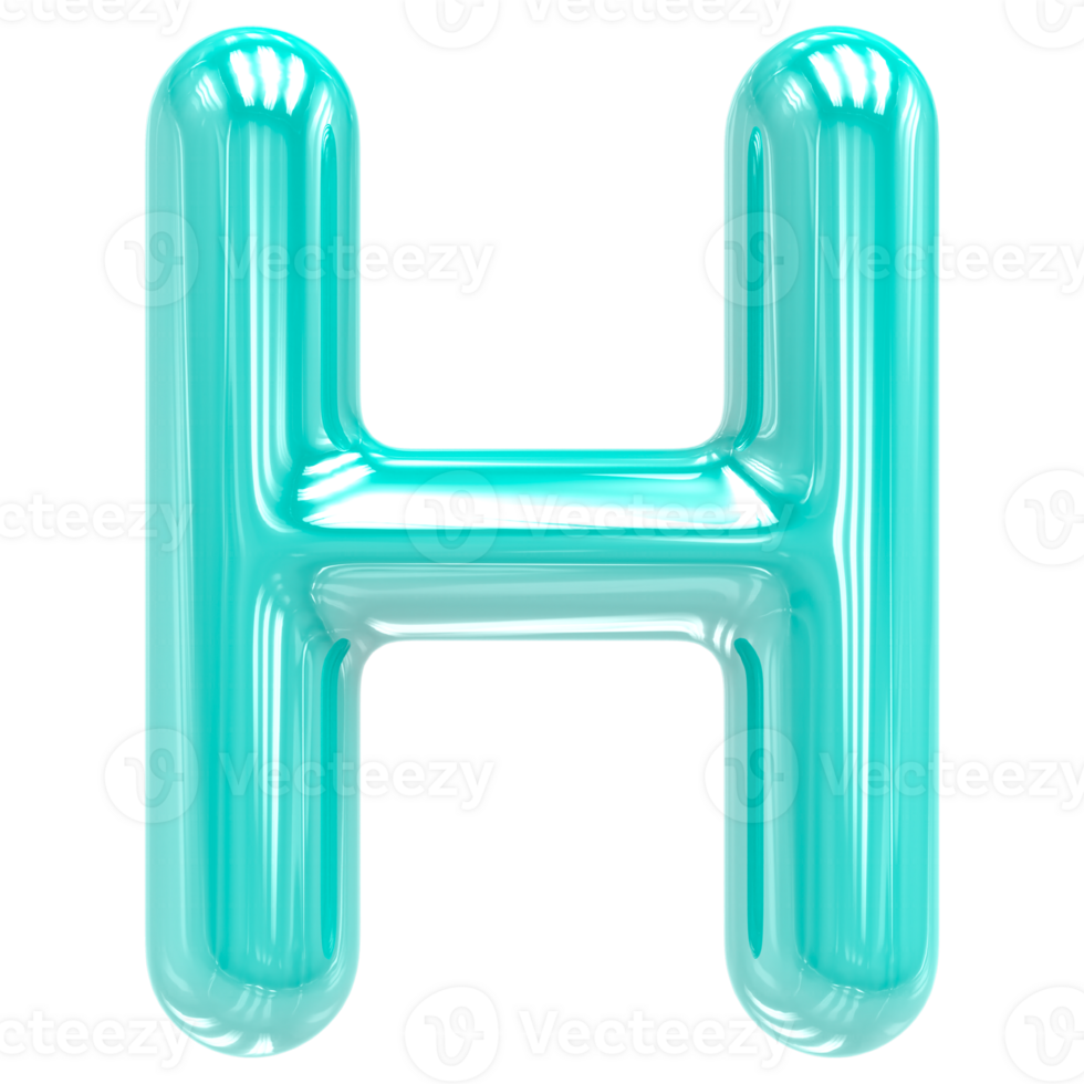 Font H Turquoise Color 3D Render png