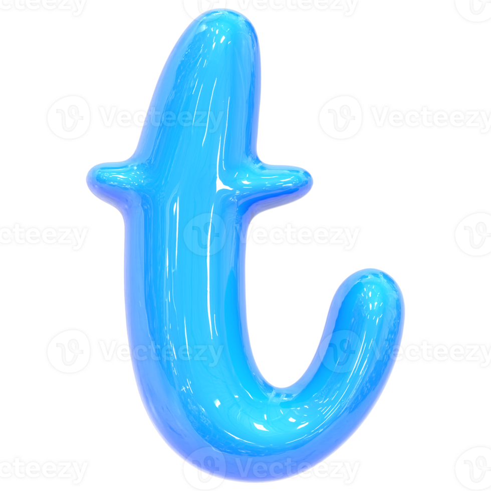 Balloon Font t Blue Color 3D Render png