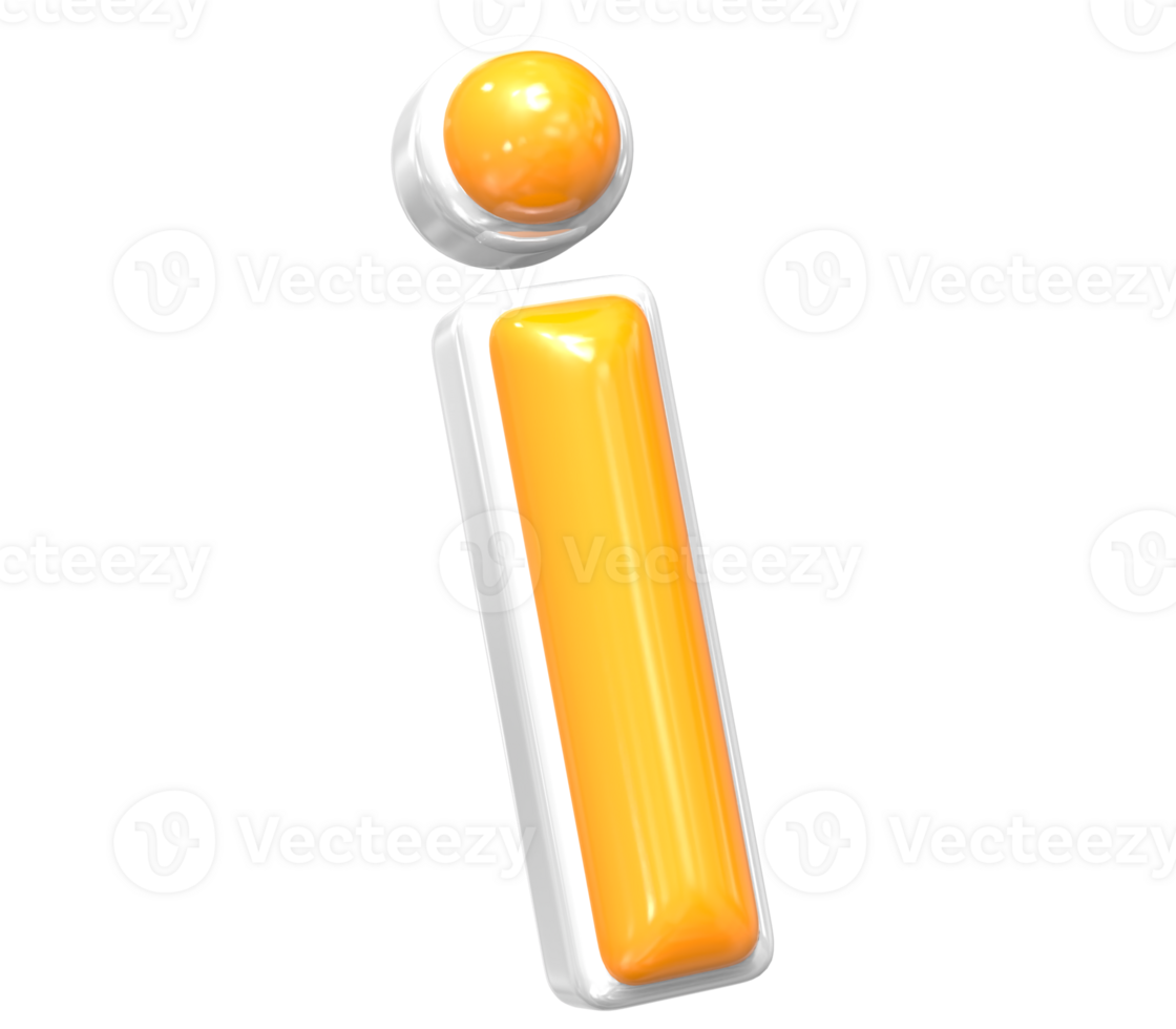 3D Render Of Font i With White And Yellow Color png