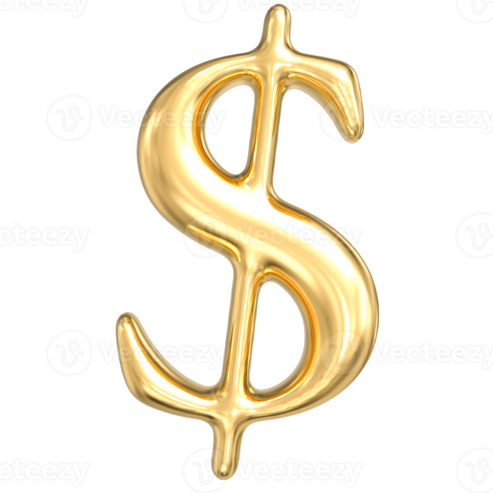 3D rendering of Dollar gold png