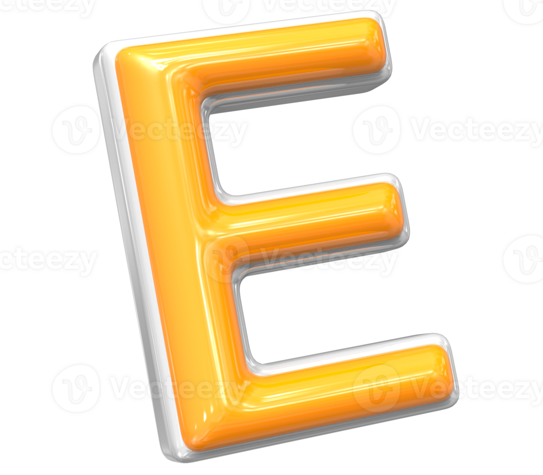 3D Rendering Of Font E With White And Yellow Color png