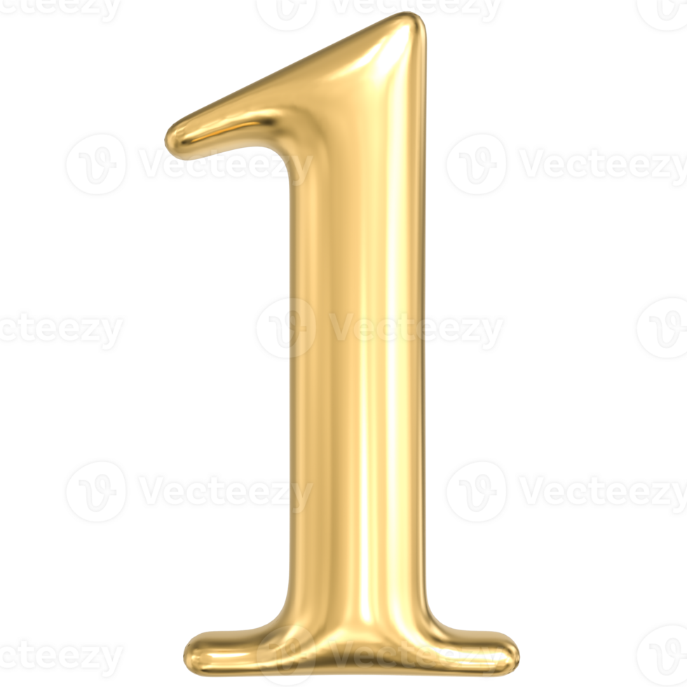 3D rendering of number 1 gold png
