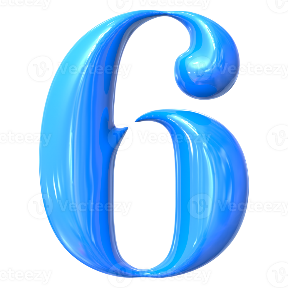 Number 6 in Blue color png
