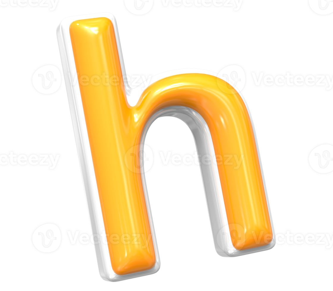 3D Render Of Font h With White And Yellow Color png