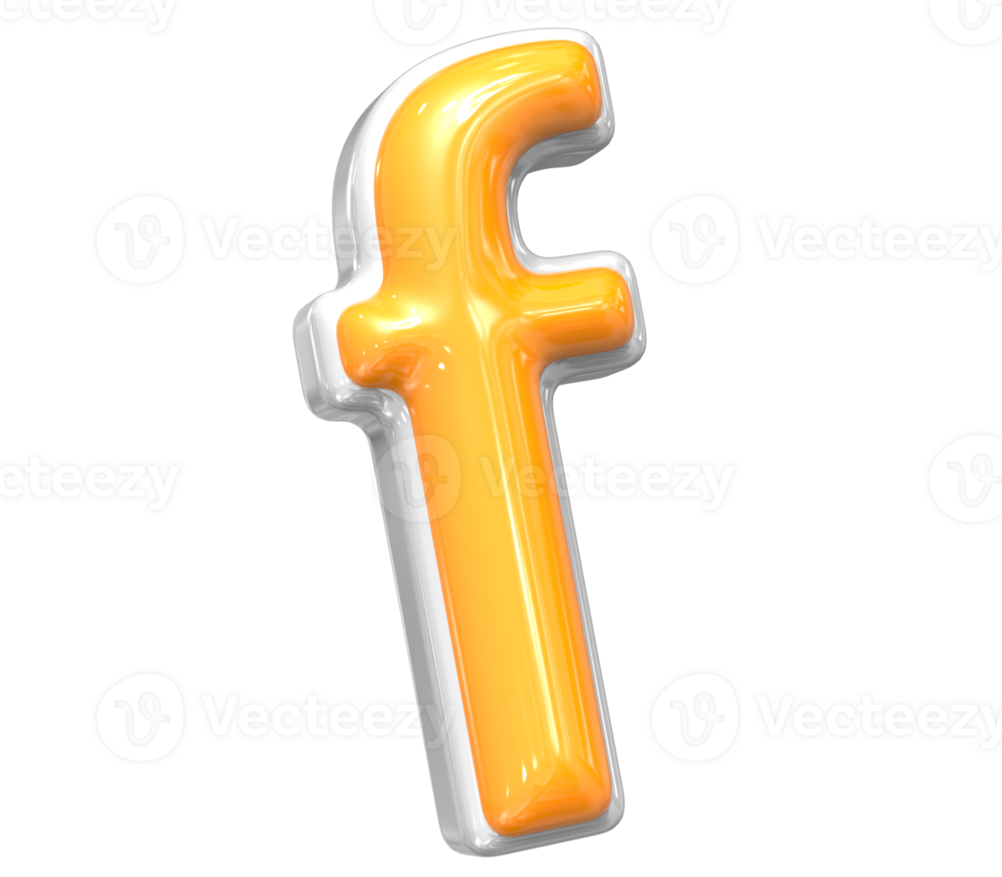 3D Render Of Font f With White And Yellow Color png