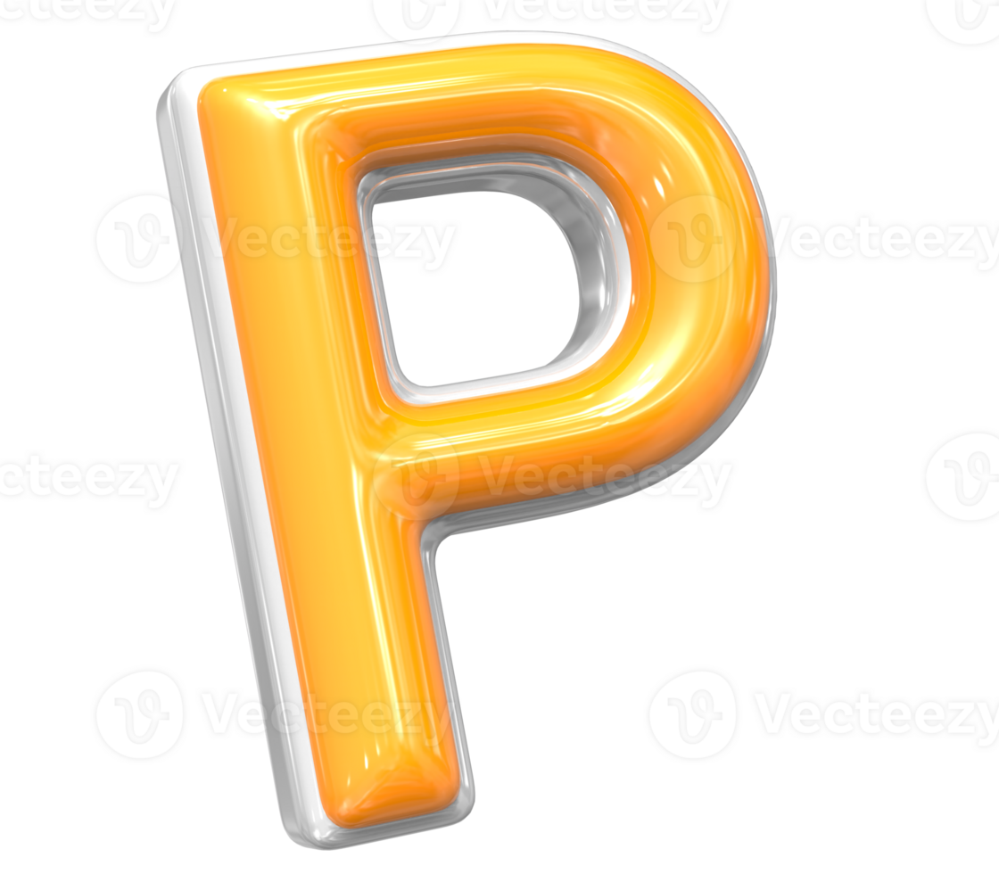 3D Rendering Of Font P With White And Yellow Color png