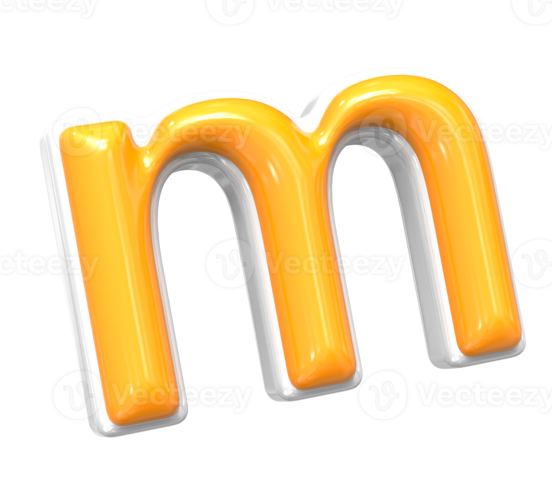 3D Render Of Font m With White And Yellow Color png