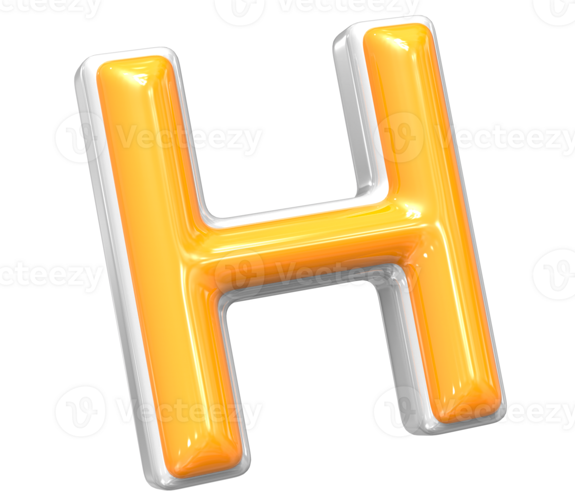 3D Rendering Of Font H With White And Yellow Color png