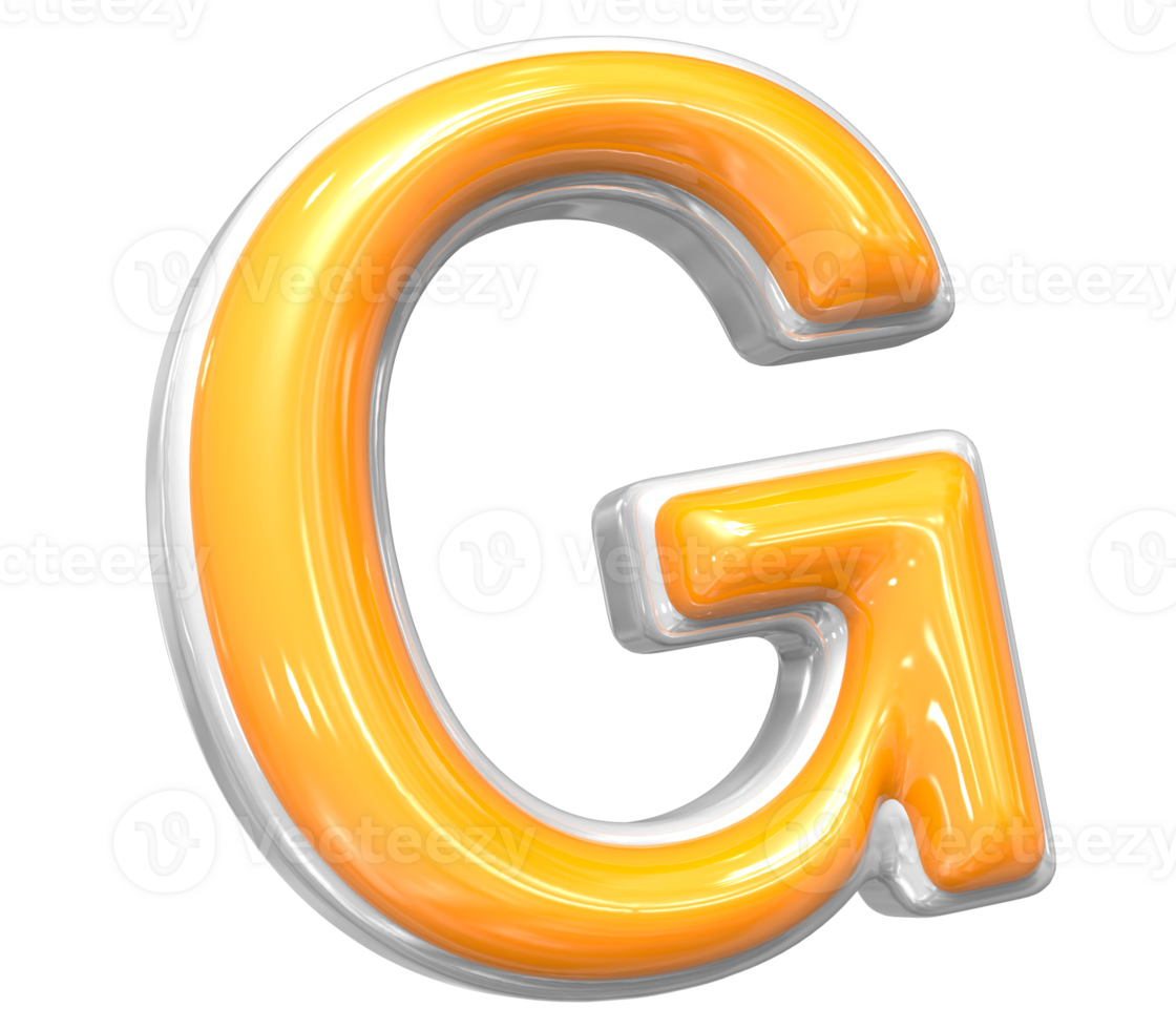 3D Rendering Of Font G With White And Yellow Color png