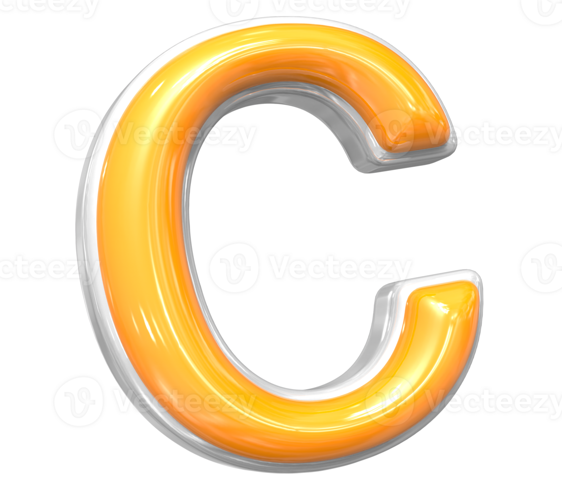 3D Rendering Of Font C With White And Yellow Color png