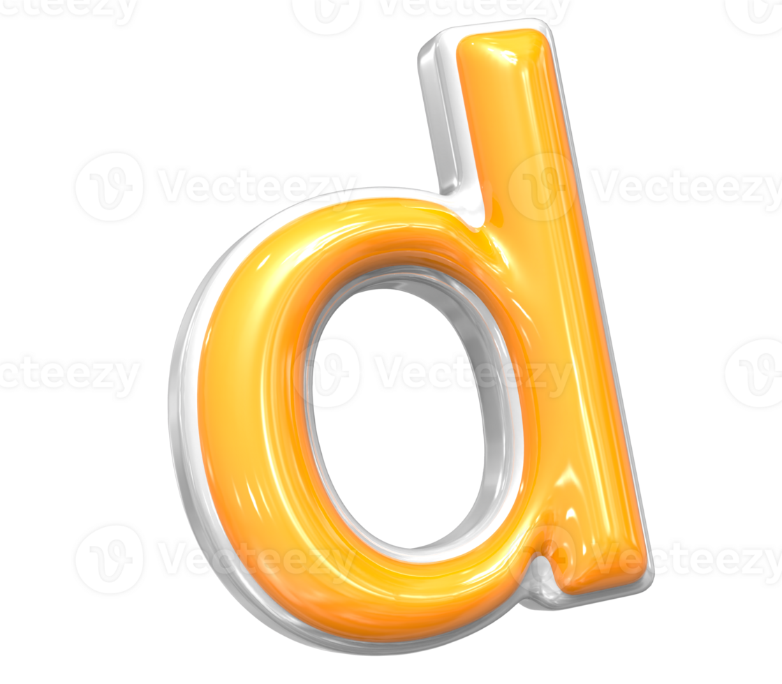 3D Render Of Font D With White And Yellow Color png
