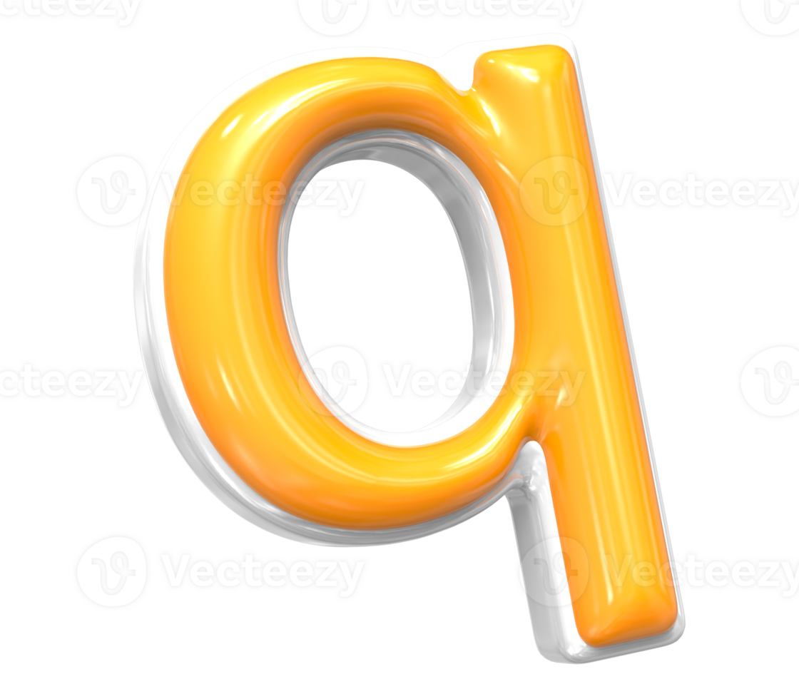 3D Render Of Font q With White And Yellow Color png