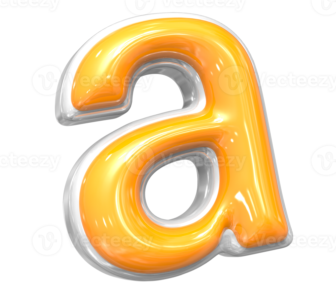 3D Render Of Font a With White And Yellow Color png