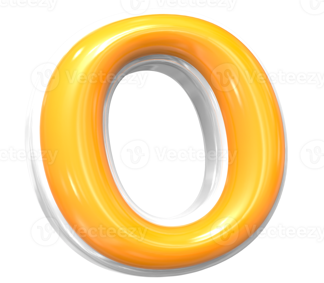 3D Render Of Font o With White And Yellow Color png