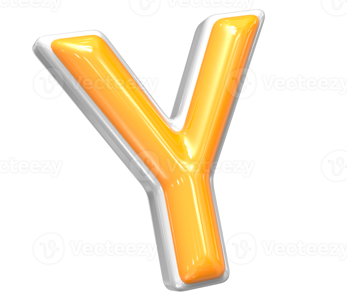 3D Rendering Of Font Y With White And Yellow Color png