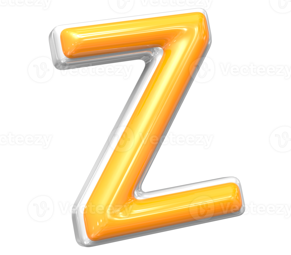 3D Rendering Of Font Z With White And Yellow Color png