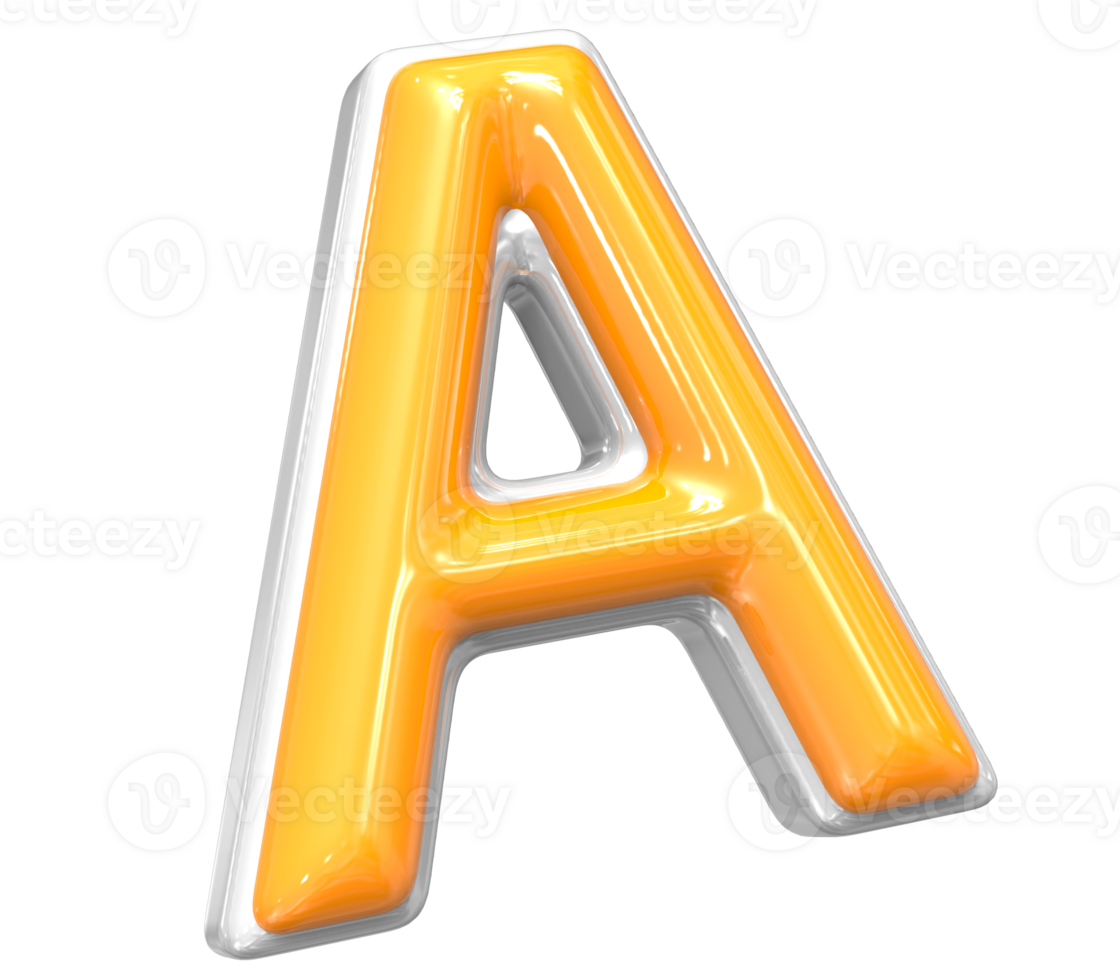 3D Rendering Of Font A With White And Yellow Color png