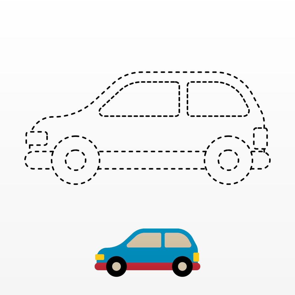 Dot to Dot Car Isolated Coloring Printables vector