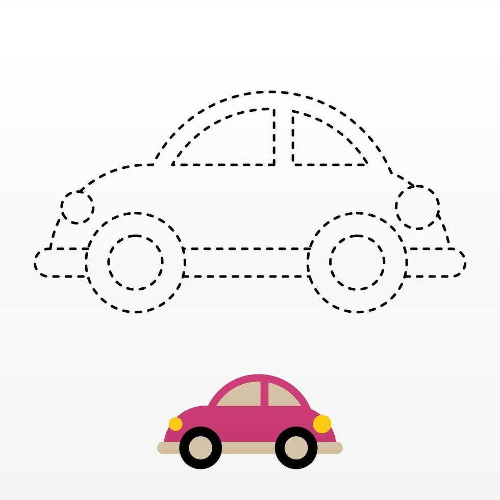 Dot to Dot Car Isolated Coloring Printables vector
