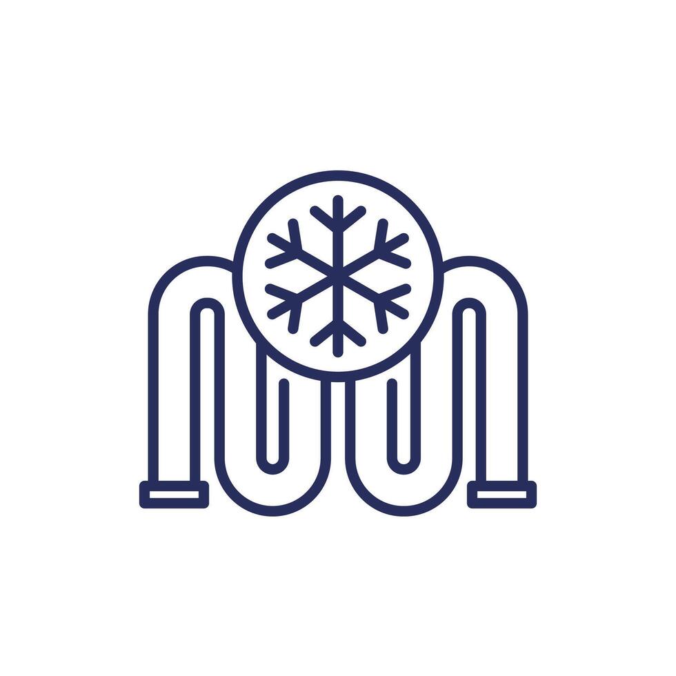 frozen pipe icon, line vector