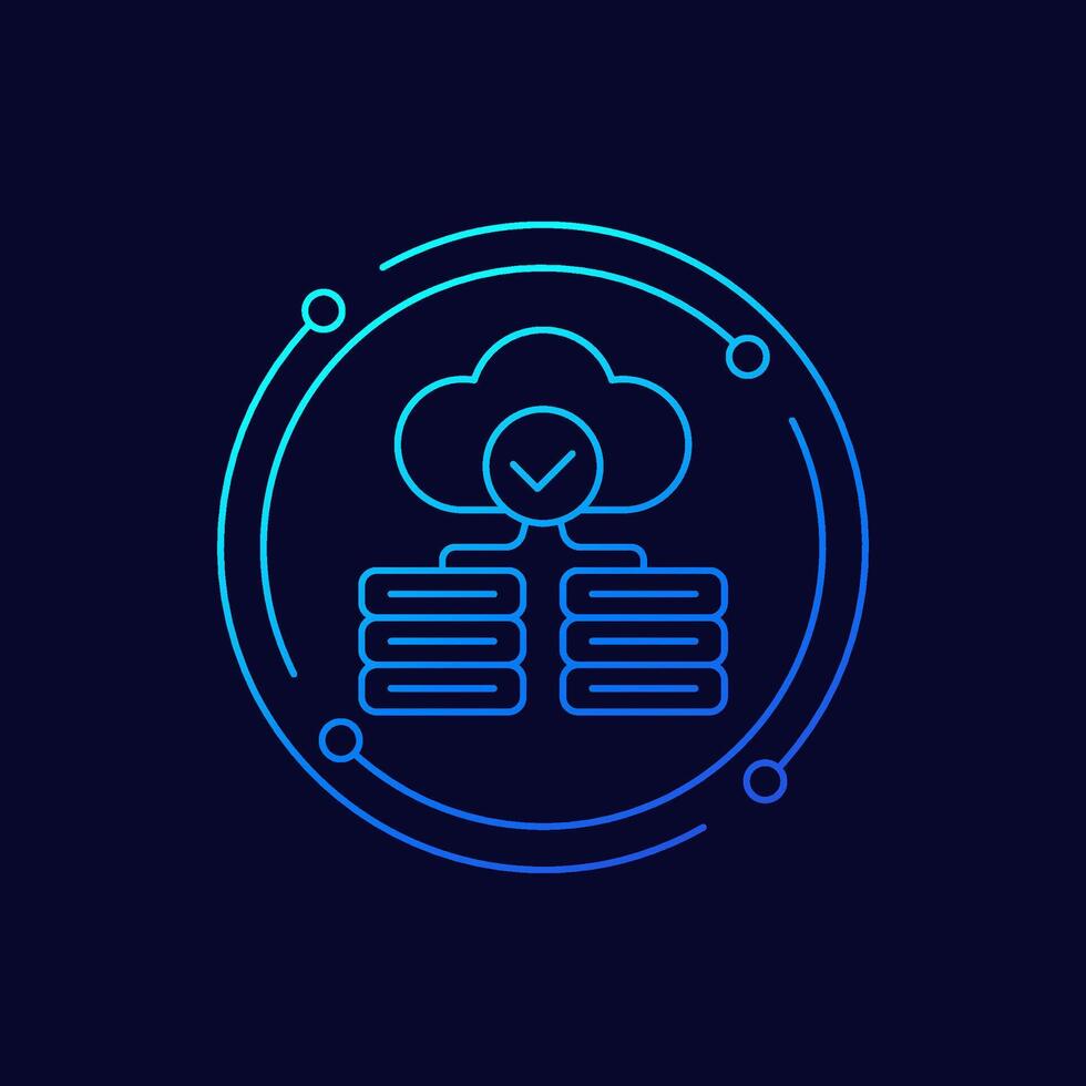 infrastructure icon with a cloud, linear design vector