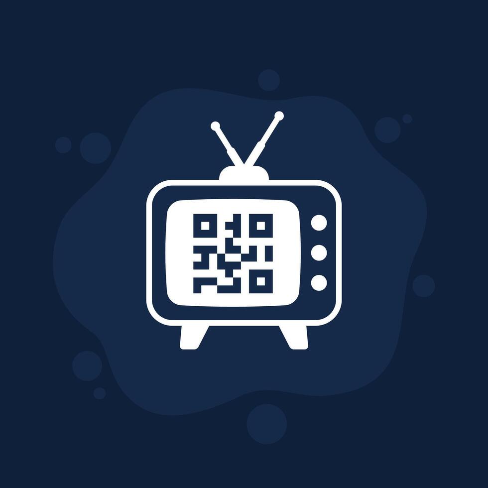 old tv and qr code icon, vector