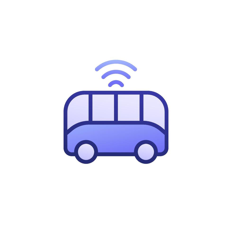 autonomous shuttle bus icon with outline vector