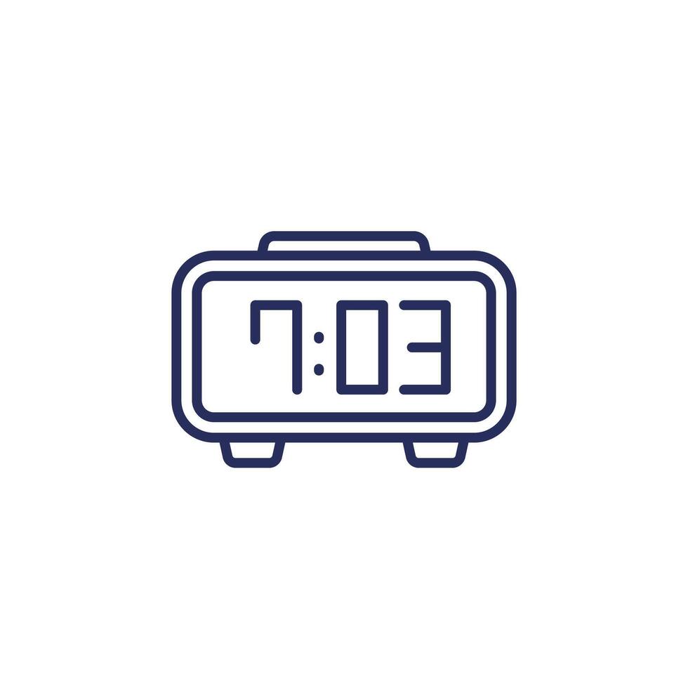 digital clock icon, line vector