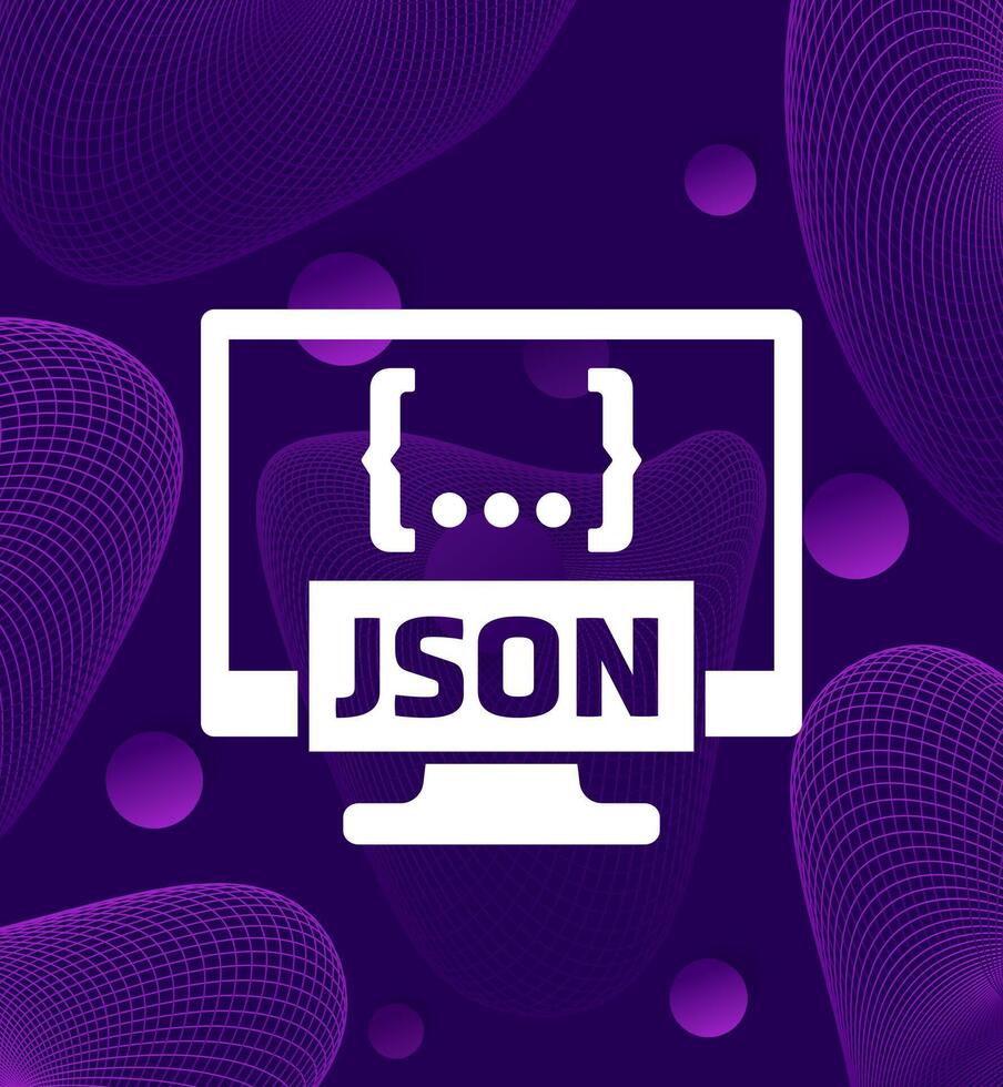 JSON icon with a computer, vector