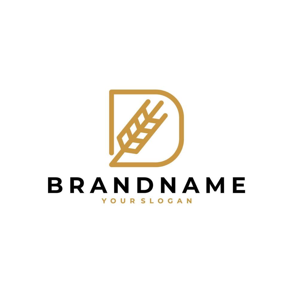 LETTER D INITIAL WHEAT FARM LOGO ICON ILLUSTRATION vector