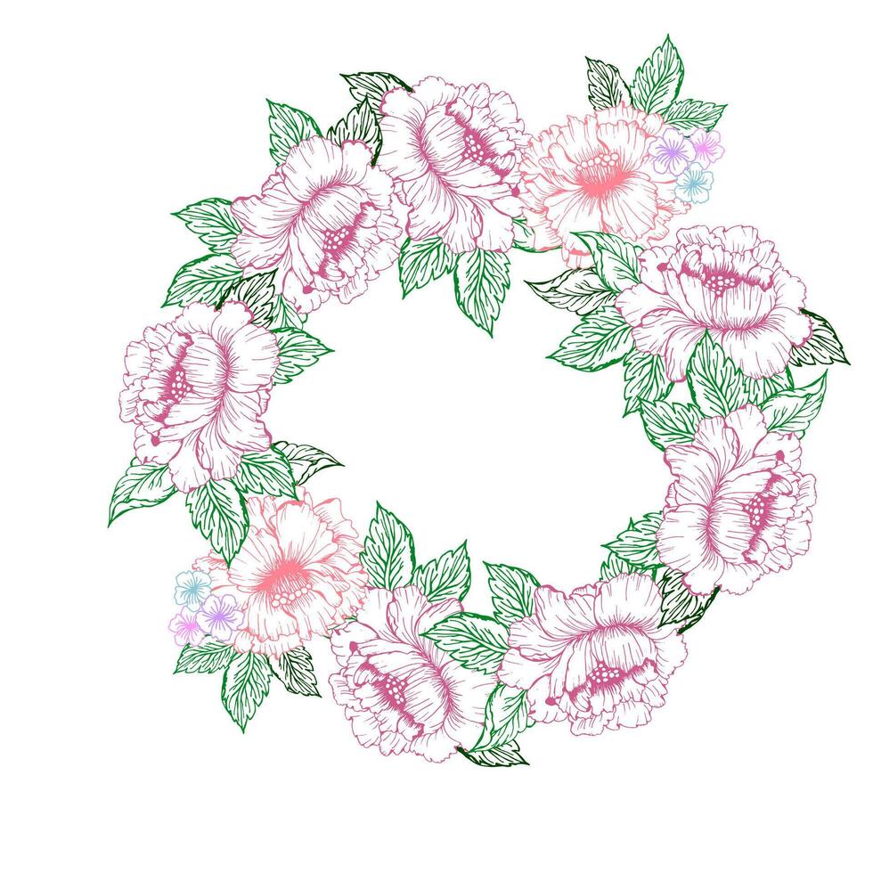 Spring floral wreath frame vector