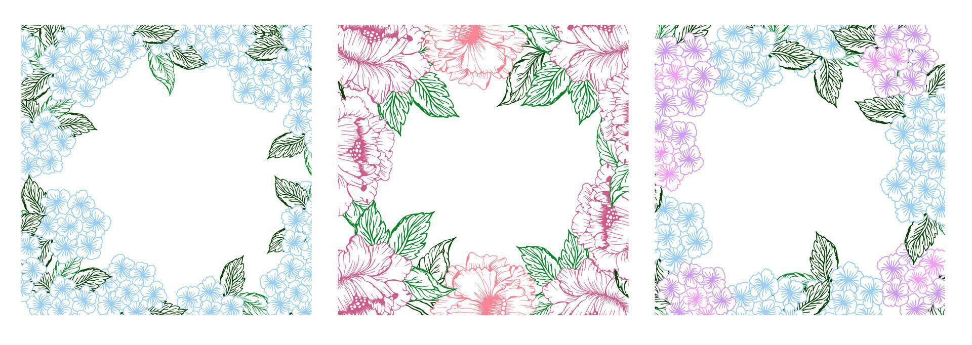 Spring floral wreath frame vector