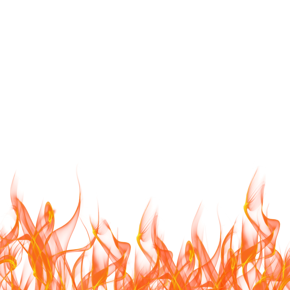 Transparent fire flames on transparent background. png