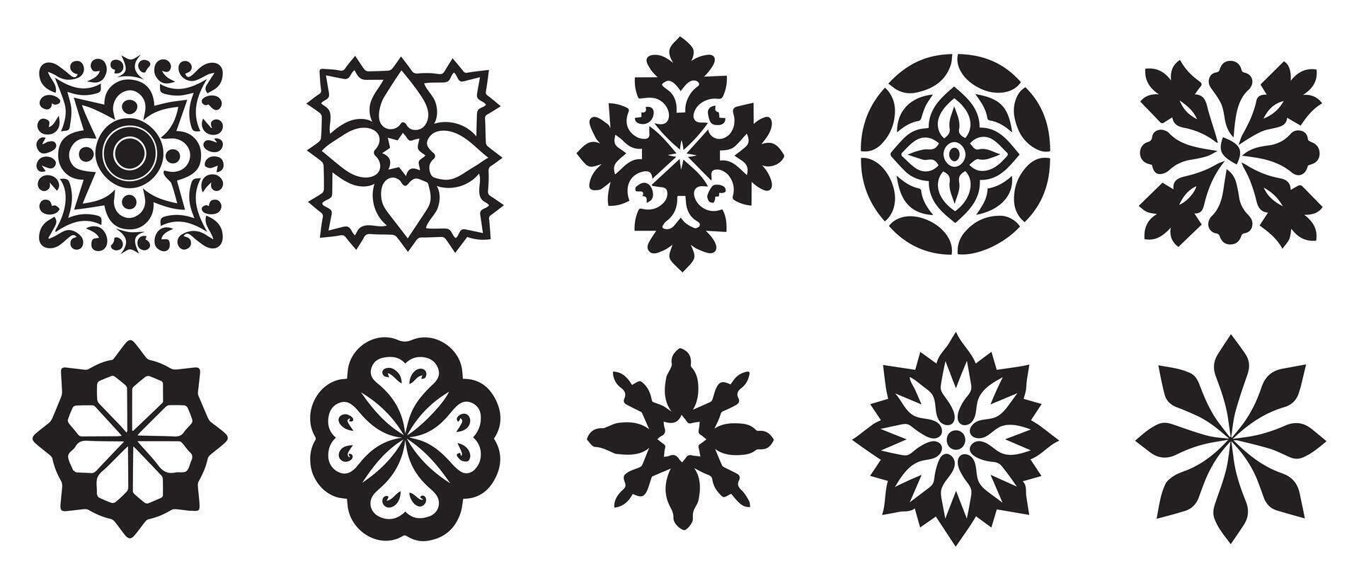 mandala outline icon and black pattern art design. vector