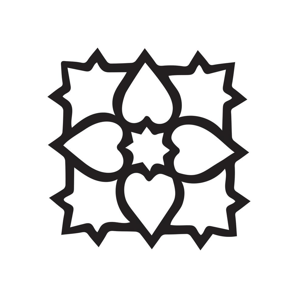 mandala outline icon and black pattern art design. vector