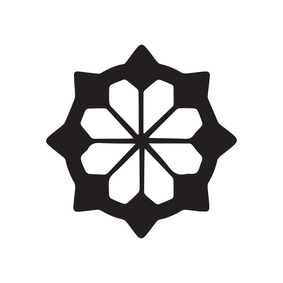 mandala outline icon and black pattern art design. vector