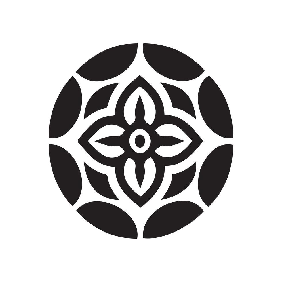 mandala outline icon and black pattern art design. vector