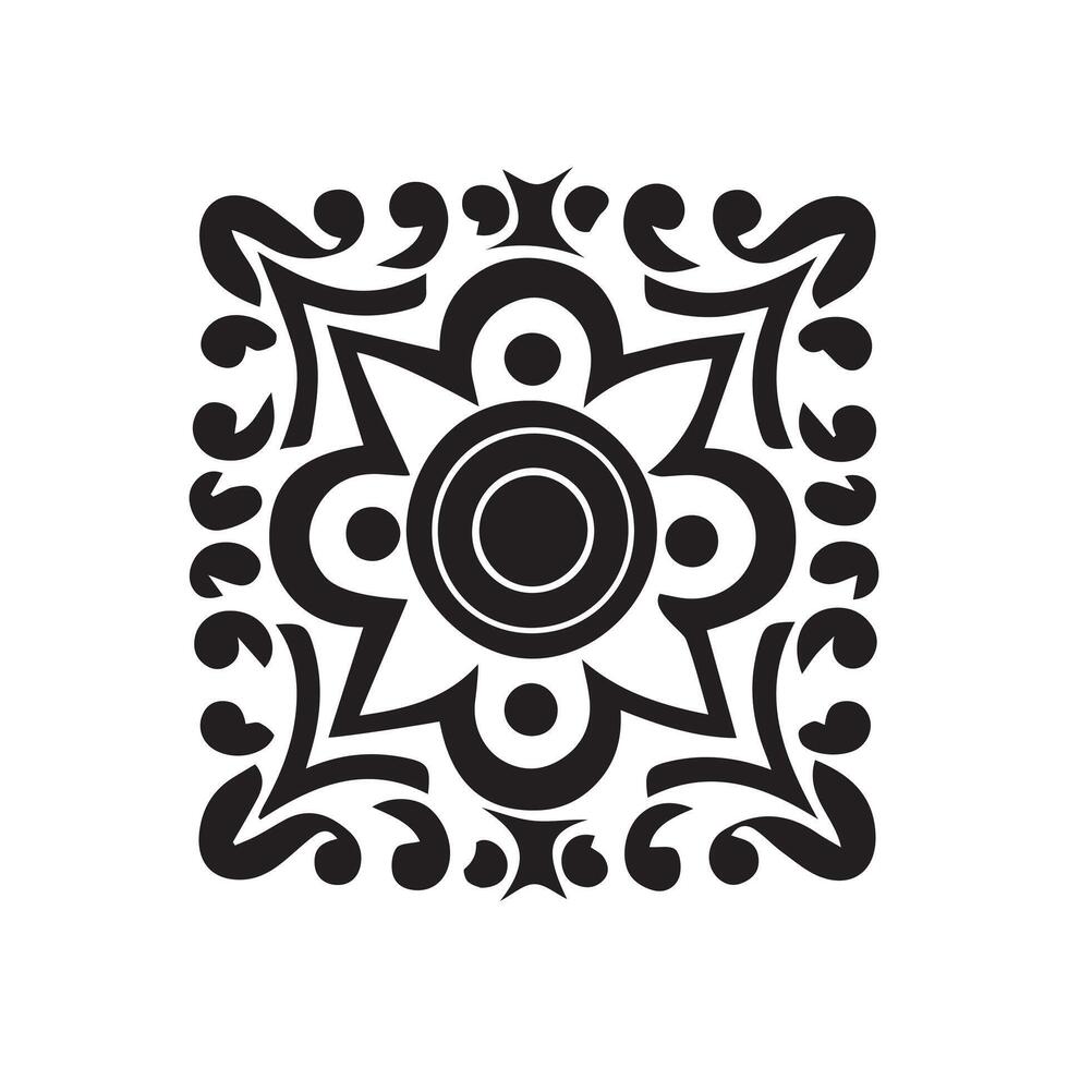 mandala outline icon and black pattern art design. vector