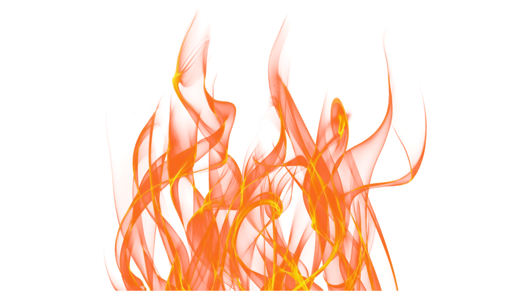 Transparent fire flames on transparent background. png