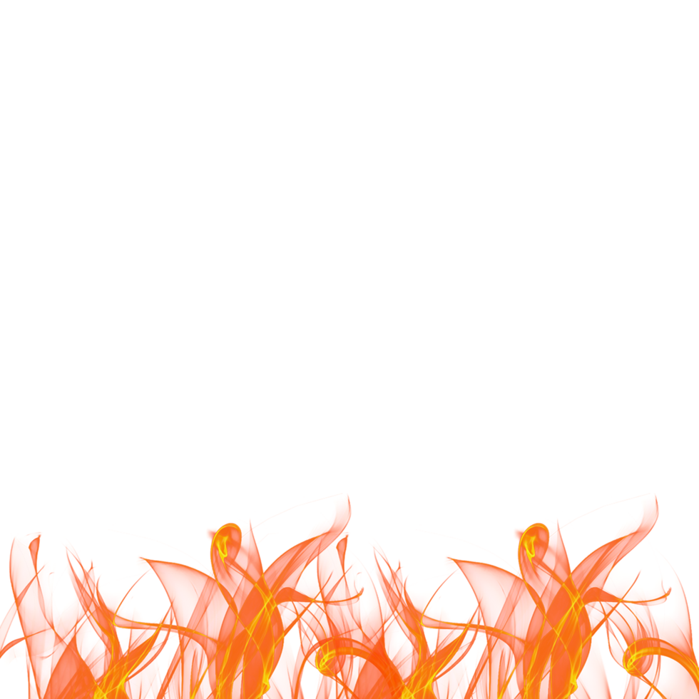Transparent fire flames on transparent background. png
