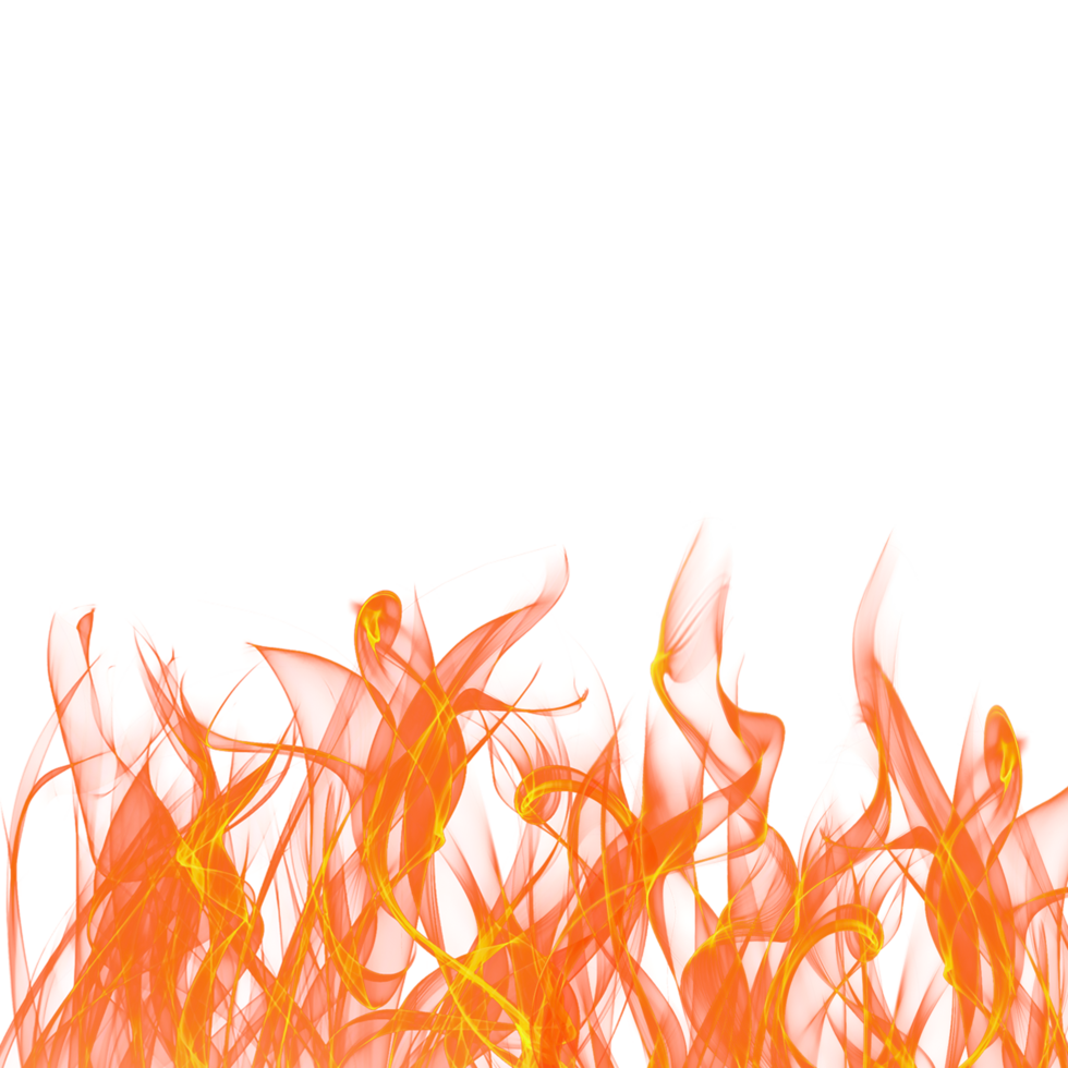 Transparent fire flames on transparent background. png