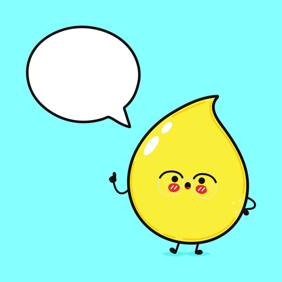 Drop of urine with speech bubble. Hand drawn cartoon kawaii character illustration icon. Isolated on blue background. Chocolate Drop of urine character concept vector