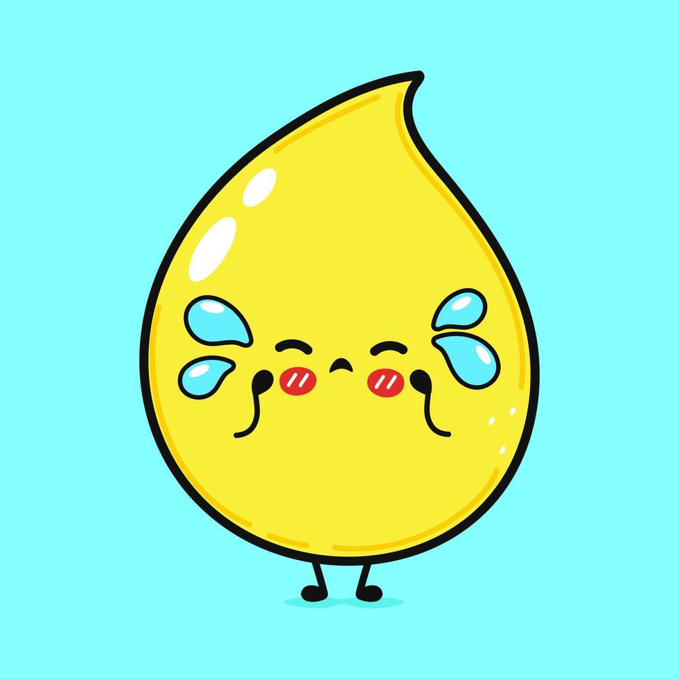 Crying Drop of urine character.Hand drawn cartoon kawaii character illustration icon. Isolated on blue background. Sad Drop of urine character concept vector