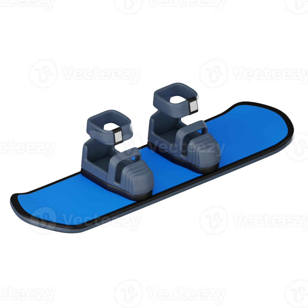 Snowboard with Strap-In Bindings for Winter Sports Enthusiasts. 3D Render png
