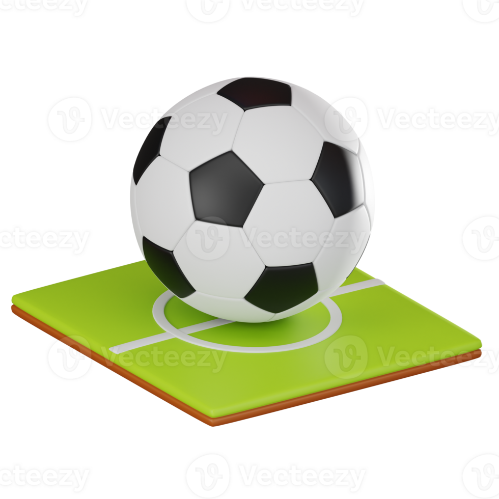 Soccer on the Green of Football Field. 3D Render png
