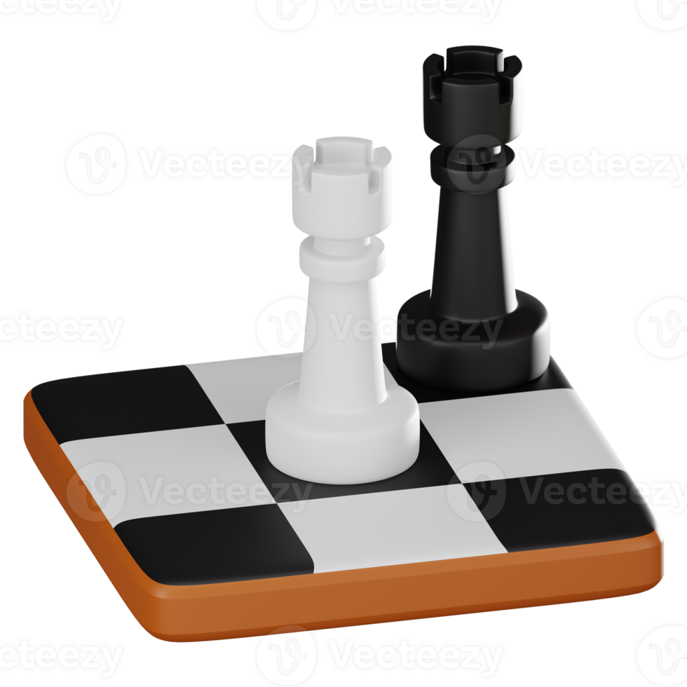 Strategic Chess Game on Board. 3D Render png